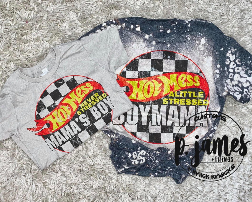 hot mess boy mama shirt set