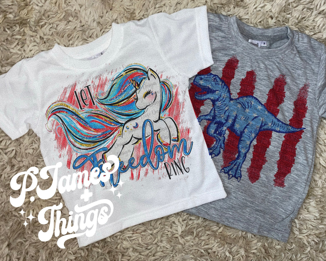 patriotic unicorn + dino